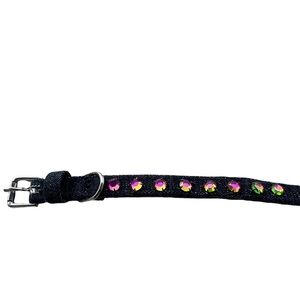 Demin blue multicolored bling girl dog collar fancy xs